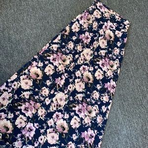 Navy Blush Floral Maxi Skirt